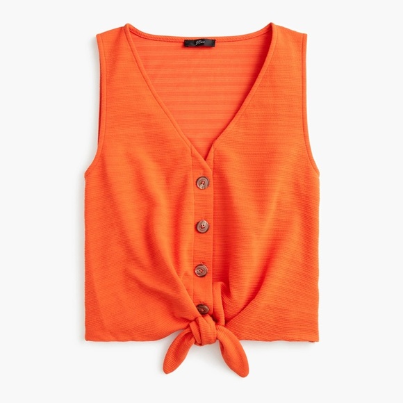 NWT J Crew Tie Front Tank Top Orange Size Small - Picture 1 of 10
